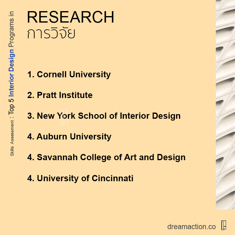 เฉพาะทาง โรงเรียน เรียนต่อ Interior Design architecture สถาปัตย์ ออกแบบภายใน อินทีเรีย ต่อโท อเมริกา