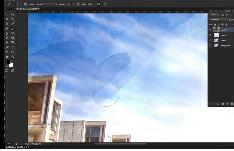 Photoshop Tutorials ทำภาพสีน้ำ ทำperspective effect ใส่เอฟเฟค