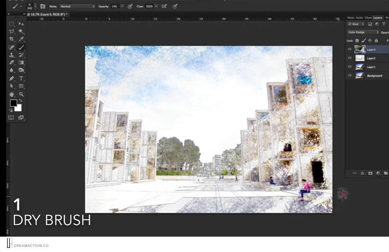 Photoshop Tutorials ทำภาพสีน้ำ ทำperspective effect ใส่เอฟเฟค