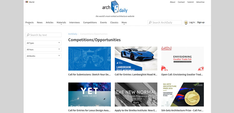 Website รวมแหล่งประกวดแบบ Arch+Design Competition