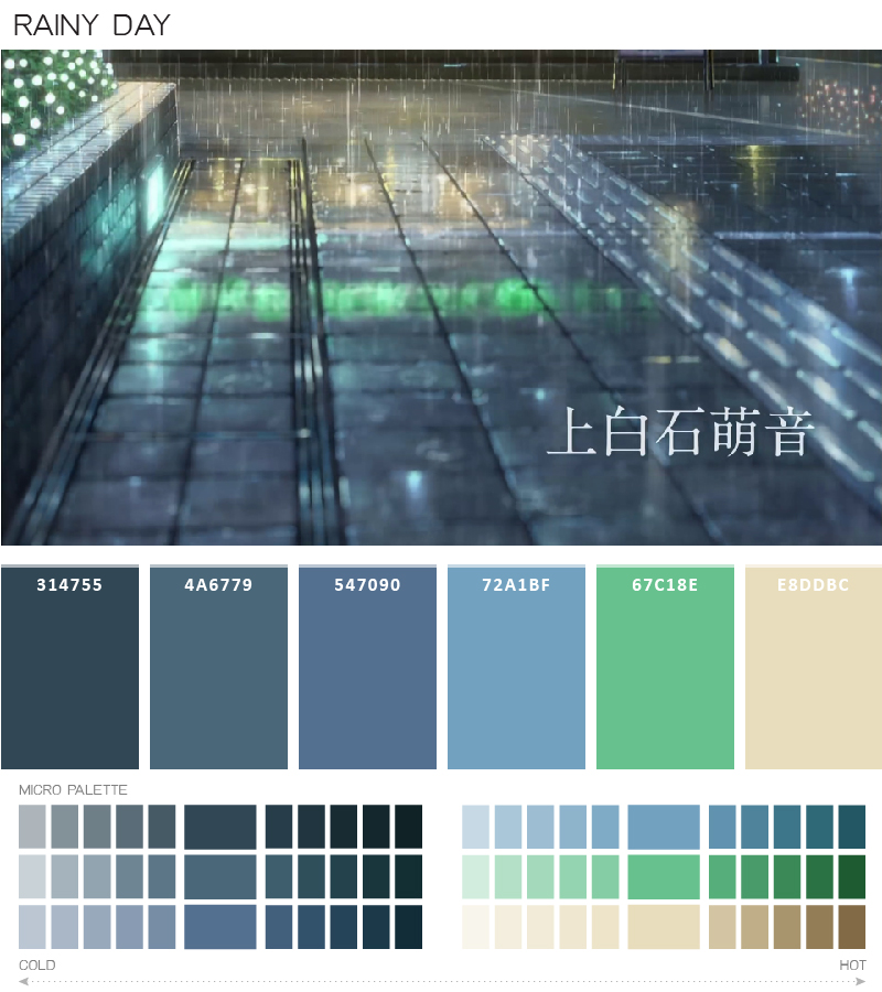 kimi no nawa color palette งานกราฟฟิค ตีมสี สกีมสี จานสี