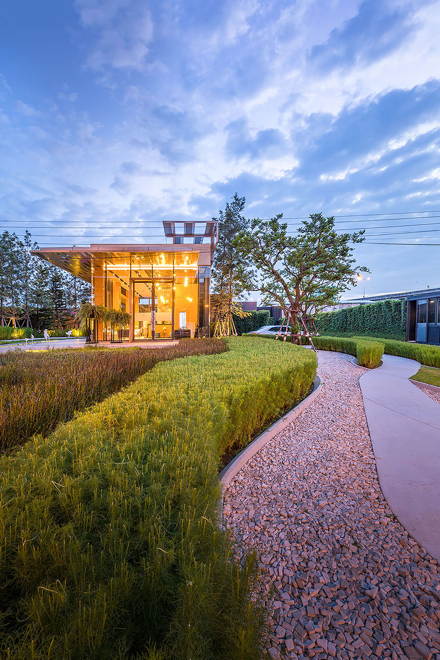 Strategies การออกแบบ Sales Gallery The base by sansiri VVdesine landscape architect