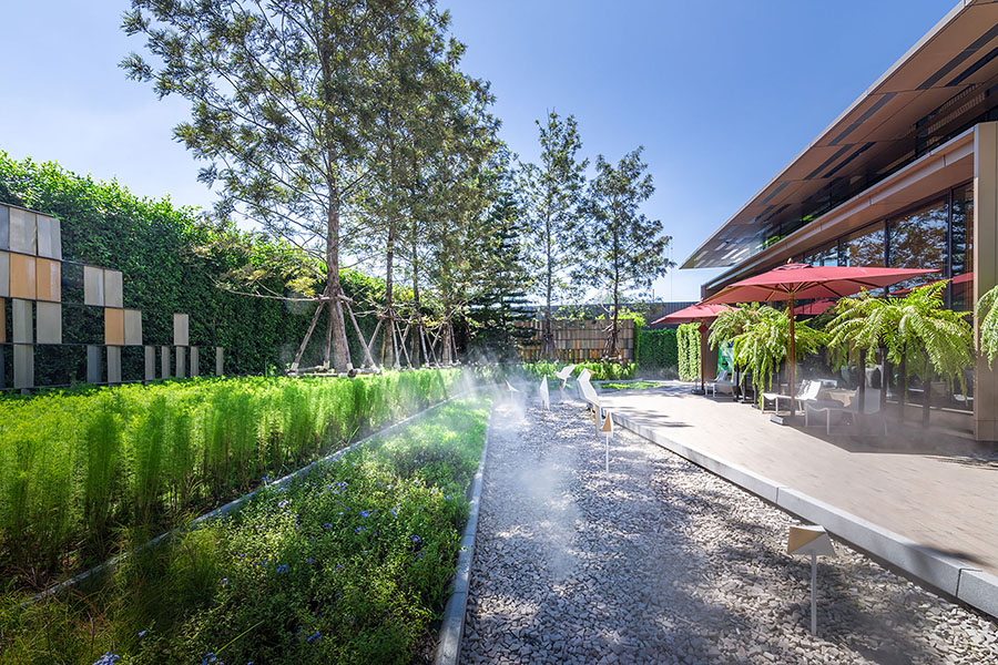 Strategies การออกแบบ Sales Gallery The base by sansiri VVdesine landscape architect