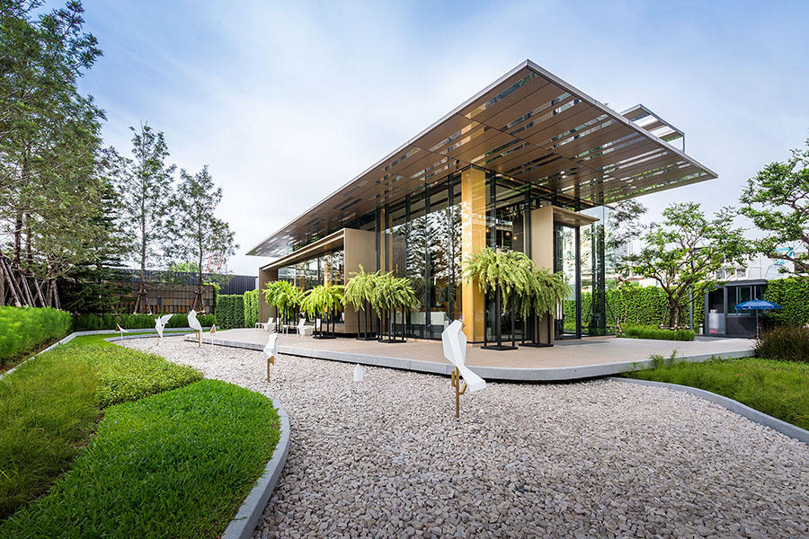 Strategies การออกแบบ Sales Gallery The base by sansiri VVdesine landscape architect