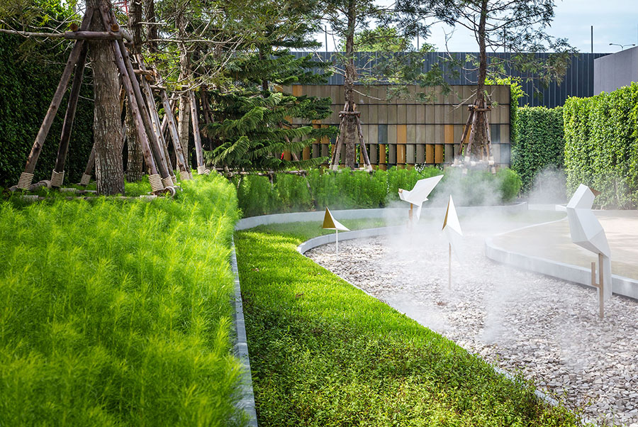 Strategies การออกแบบ Sales Gallery The base by sansiri VVdesine landscape architect